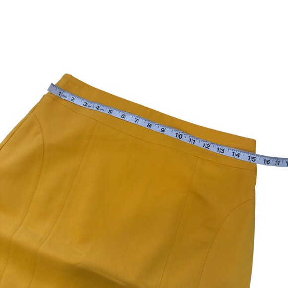 Express Womens Yellow Pencil Skirt SZ 8 Stretch Blend Back Zipper Office Casual - Picture 5 of 9